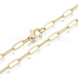 Cadenas de clip de latón, Elaboración de collar de cadenas de cable alargadas dibujadas, con cierre de langosta, color dorado mate, 24.01 pulgada (61 cm) de largo, link: 9.6x3.6 mm, anillo de salto: 5x1 mm