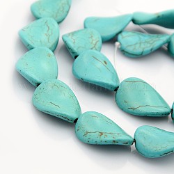 Synthetic Turquoise Beads Strands, Dyed, teardrop, Sold by KG, Turquoise, 20x15x5mm, Hole: 1mm, about 21pcs/strand, 16 inch