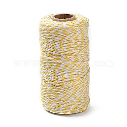 Cotton String Threads, for DIY Crafts, Gift Wrapping and Jewelry Making, Champagne Yellow, 2mm, about 109.36 Yards(100m)/Roll