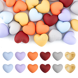 Superfindings 48 pz 6 colori perline acriliche opache in stile gommato, cuore, colore misto, 24x24mm, 8 pz / colore