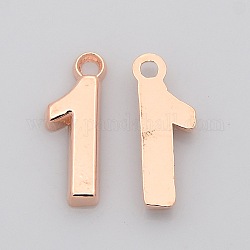 Plating Zinc Alloy Number Charms, Lead Free & Cadmium Free & Nickel Free, Rose Gold Metal Color, Num.1, 18x6~10x2mm, Hole: 2mm