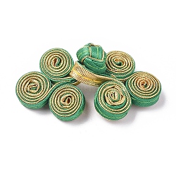 Ручные китайские лягушки узлы наборы кнопок, кнопка полиэфира, средний морской зеленый, 25~28.5x57~65x9~14.4 мм