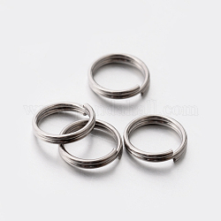 304 anelli portachiavi in ​​acciaio inox, anelli di salto a doppio anello, colore acciaio inossidabile, 7x1mm, circa  6mm diametro interno, Foro: 6 mm