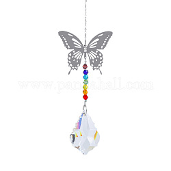 Grandes décorations de pendentif en métal, capteurs de soleil suspendus, verre de cristal k9 thème chakra, papillon, colorées, 32 cm