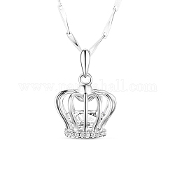 Collana con pendente a forma di corona in argento sterling placcato rodio tinysand, con zirconi, platino, 925 pollice