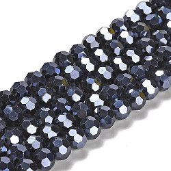 Chapelets de perles en verre opaques, facette, ronde, noir, 8mm, Trou: 1mm, Environ 66~69 pcs/chapelet, 19.29~19.57 pouce (49~49.7 cm)