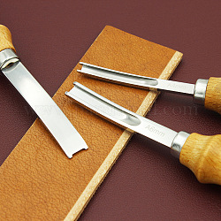 Biselador de borde de cuero de acero inoxidable, con mango de madera, herramienta de corte y biselado de borde ancho, para diy artesanal de cuero, burlywood, 15.5 cm, hoja: 4 mm