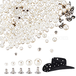 Wadorn 260 セット 5 スタイル abs 模造真珠衣服リベット  鉄製セミチューブラーリベット  洋服バッグシューズレザークラフト  ホワイト  キャップ：6~13.5x5~13mm  穴：1.8~2.5mm  スタッド：6~8x6~8mm  ピン：2.5~3mm