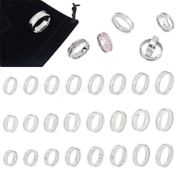 UNICRAFTALE 24pcs 3 Styles Blank Core Ring 8 Sizes Stainless Steel Grooved Ring with Velvet Pouches Round Blank Ring for Inlay Ring Jewelry Making Gift Stainless Steel Color