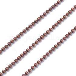 Chaînes à billes en fer, soudé, sans plomb et sans nickel, couleur de cuivre rouge, avec bobine, perle: environ 1.5 mm de diamètre, environ 328.08 pied (100 m)/rouleau