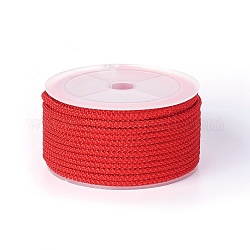 Polyester Braided Cord, Red, 3mm, about 12.02~13.12 yards(11~12m)/roll