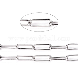 304 Stainless Steel Paperclip Chains, Drawn Elongated Cable Chains, Soldered, with Spool, Stainless Steel Color, Links: 10x3x1mm, about 32.8 Feet(10m)/roll