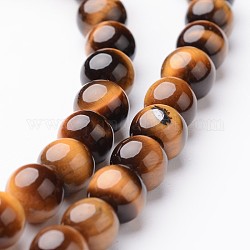 Tigre natural de hebras de perlas ojo redondo, Grado A, 6mm, agujero: 1 mm, aproximamente 63~65 pcs / cadena, 15 pulgada