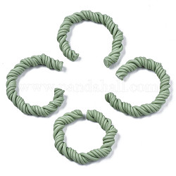 Polymer Clay Twist Rope Open Ring, for DIY Jewelry Making, Medium Aquamarine, 41~43x37~40x6.5~7.5mm