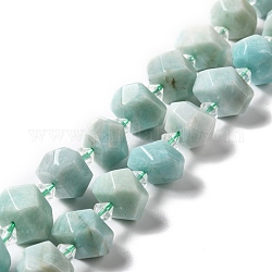 Chapelets de perles en amazonite naturelle, polygone facettes, 13~17x10.5~14x7.5~17mm, Trou: 1~1.2mm, Environ 24~27 pcs/chapelet, 15.16~15.55'' (38.5~39.5 cm)