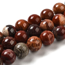 Natürliche rote Schlangenhaut-Jaspis-Perlenstränge, Runde, 12 mm, Bohrung: 1.2 mm, ca. 32 Stk. / Strang, 14.96'' (38 cm)