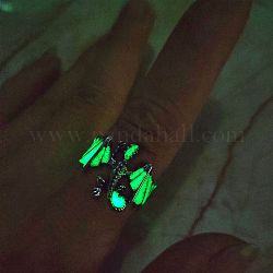 Bague de manchette ouverte dragon en émail luminaires, lueur dans l'anneau large épais en alliage sombre pour les femmes, vert printemps moyen, diamètre intérieur: 20 mm