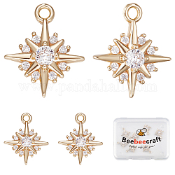 Beebeecraft 14Pcs Star Charms 14K Gold Plated Micro Pave Cubic Zirconia Charms North Star Pendant Charms for DIY Necklace Earrings Wedding Anniversary Summer Party Jewellery Making