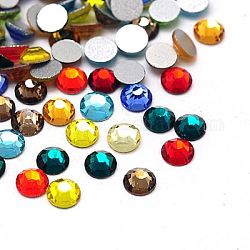 Glass Flat Back Rhinestone, Grade A, Back Plated, Faceted, Half Round, Mixed Color, 1.7~1.8mm, about 1440pcs/bag