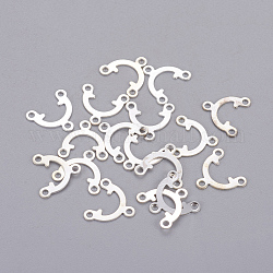Brass Chandelier Components, Lead Free and Cadmium Free, Moon, Silver Color, Size: about 9mm wide, 10mm long, 0.5mm thick, hole: 1mm
