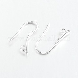 Brass Earring Hooks for Earring Designs, Ear Wire, with Horizontal Loop, Lead Free & Cadmium Free, Silver Color Plated, 20.5x8.5x2.5mm, Hole: 2mm, 18 Gauge, Pin: 1mm