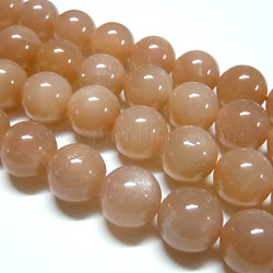 Natural Sunstone Beads Strands, Round, Dark Salmon, 8mm, Hole: 1mm