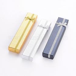 Rechteck Pappe Armband-Boxen, mit Schwamm innen und Satinband bowknots, Mischfarbe, 20x4.1x2.4 cm