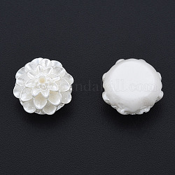 Perle di perle imitazione plastica abs, mezzo forato, fiore, bianco crema, 15x15x8.5mm, mezzo buco: 1.6 mm