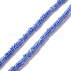 Chapelets de perles vernissées manuelles, 2 ton, colonne, Dodger bleu, 4~5.5x2~4mm, Trou: 0.8mm, Environ 130 pcs/chapelet, 14.96~15.75 pouce (38~40 cm)