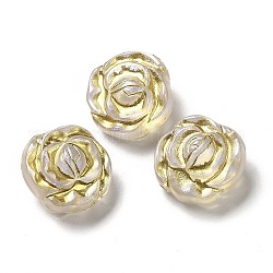 UV-Beschichtung Acryl-Perlen, goldenen Metall umschlungen, Blume, Transparent, 16x9.5 mm, Bohrung: 1.6 mm, ca. 450 Stk. / 500 g