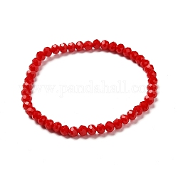 Facettierte GlasUnterlegscheibe Perlen Stretcharmband für Kinder, undurchsichtiges einfarbiges Glasarmband, Schamottestein, 4x3.5 mm, Innendurchmesser: 1-7/8 Zoll (4.8 cm)