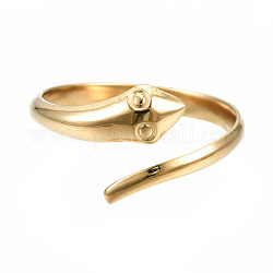 304 открытое кольцо-манжета из нержавеющей стали в виде змеи для женщин, золотые, размер США 6 3/4 (17.1 мм)
