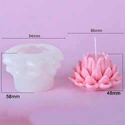 Moules à bougies en silicone lotus 3d bricolage, moules à bougies d'aromathérapie, moules de fabrication de bougies parfumées, blanc, 9.4x5.8 cm