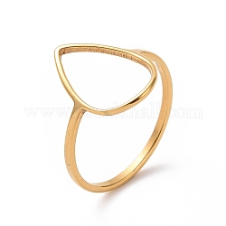 Ion Plating(IP) 201 Stainless Steel Teardrop Finger Ring, Hollow Wide Ring for Women, Golden, US Size 6 1/2(16.9mm)