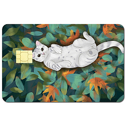 PVC Plastic Waterproof Card Stickers, Self-adhesion Card Skin for Bank Card Decor, Rectangle, Cat Shape, 186.3x137.3mm