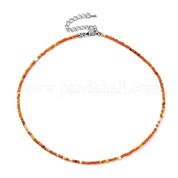 Стекло бисером ожерелье, Сплав с застежками, оранжевые, 16.10 дюйм (40.9 см)