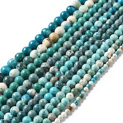 Brins de perles de magnésite naturelle, teints et chauffée, ronde, couleur mixte, 4~11.5mm, Trou: 1mm, Environ 41~105 pcs/chapelet, 38.6~15.75'' (38.6~40 cm)