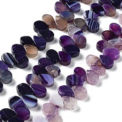 Chapelets de perles d'agate naturelle, teints et chauffée, top foré, larme, indigo, 8x5x3mm, Trou: 0.8~1mm, Environ 52~55 pcs/chapelet, 7.48~7.87 pouce (19~20 cm)