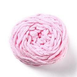 Fil à crocheter doux, fil à tricoter épais pour écharpe, sac, fabrication de coussins, perle rose, 7~8mm, 65.62 yard (60m)/rouleau