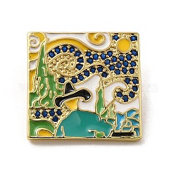 Brass Micro Pave Cubic Zirconia Pendants with Enamel, Square with Human, Colorful, 20x20x7mm, Hole: 5.7x4.5mm