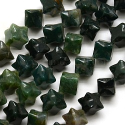 Nuggets Natural Moss Agate Beads Strands, 9x9x9mm, Hole: 1mm, about 34pcs/strand, 14.1 inch