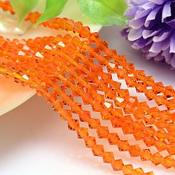 Imitazione sfaccettato cristallo austriaco fili di perle, grado aaa, bicono, arancione scuro, 10x10mm, Foro: 0.9~1 mm, circa 40pcs/filo, 15.7 pollice