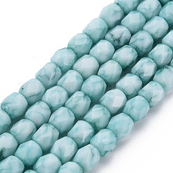 Cuisson opaque de perles de verre peintes, pierres d'imitation, facette, colonne, turquoise moyen, 5.5x5.5mm, Trou: 1mm, Environ 70 pcs/chapelet, 15.94 pouce (40.5 cm)