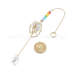 Pendules de radiesthésie à balles, Attrape-soleil à prisme en perles de verre chakra pour plafonds de lustre, décoration pendentif pochette en macramé en métal, colorées, 277mm