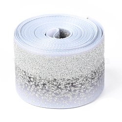 Farbverlauf Polyesterband, einseitig bedrucktes Ripsband, mit Glitzerpulver, für handwerkliche Geschenkverpackung, Partydekoration, gainsboro, 1-1/2 Zoll (38 mm), etwa 5 Meter / Rolle (4.57 m / Rolle)