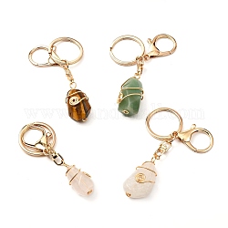 Porte-clés en pierre naturelle, avec fermoir porte-clés en alliage doré, larme, 8.6~9.9 cm