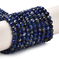 Natural Lapis Lazuli Beads Strands, Faceted, Round, 3mm, Hole: 0.6mm, about 122~124pcs/strand, 15.35''(39~39.5cm)