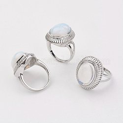 Bagues opalite, avec accessoire anneau en laiton, platine, ovale, taille 8, 18mm