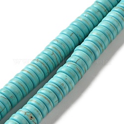 Brins de perles synthétiques teintes en turquoise, perles heishi, Plat rond / disque, turquoise, 8x3mm, Trou: 1.2mm, Environ 131 pcs/chapelet, 15.43'' (39.2 cm)