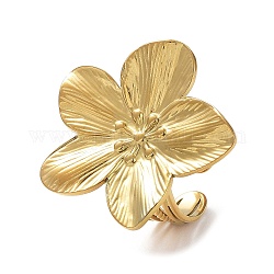 304 открытое кольцо из нержавеющей стали, золотые, цветок, размер США 7 1/4 (17.5 мм)